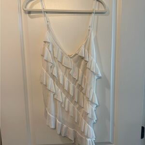Bershka White Ruffle Camisole Top